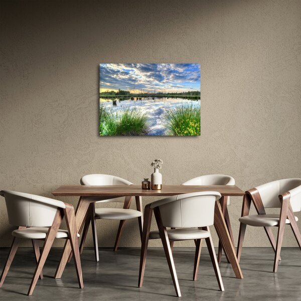 Tablou cu lac și trestie (70x50 cm)