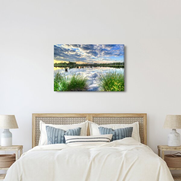 Tablou cu lac și trestie (90x60 cm)