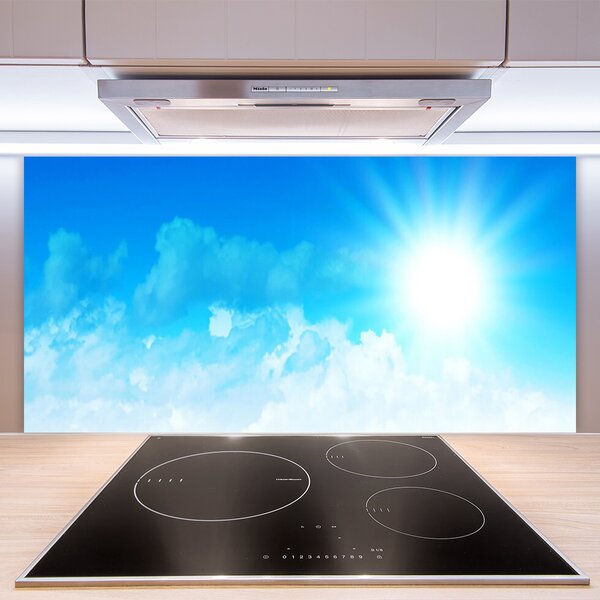 Panou sticla bucatarie Sun Heaven Peisaj Alb Albastru