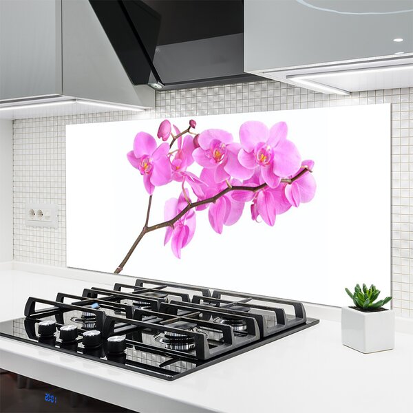Panou sticla bucatarie Flori roz Floral