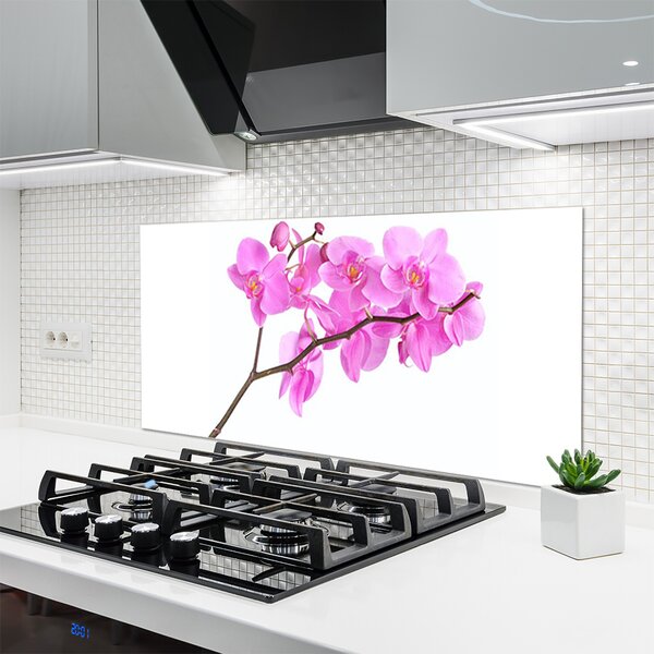 Panou sticla bucatarie Flori roz Floral