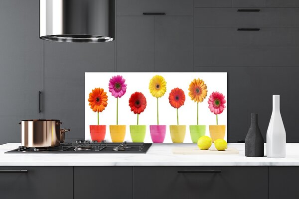 Panou sticla bucatarie Flori Floral Portocaliu Roz Roșu Galben