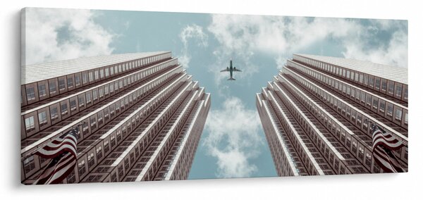 Tablou cuavion între clădiri (120x50 cm)
