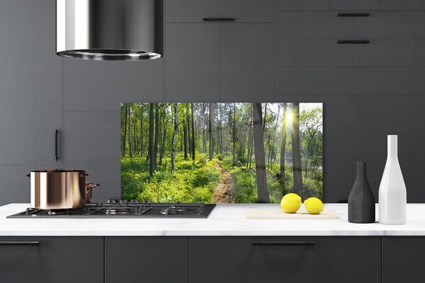 Panou sticla bucatarie Natural Pădurea Verde Maro