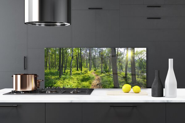 Panou sticla bucatarie Natural Pădurea Verde Maro