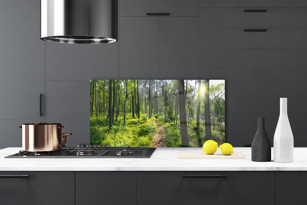 Panou sticla bucatarie Natural Pădurea Verde Maro