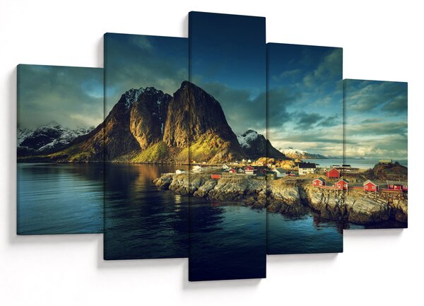 Tablou cu sat de pescari din Norvegia (150x105 cm)