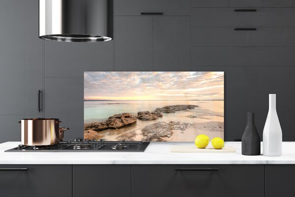 Panou sticla bucatarie Sea Stones Peisaj Gri himmelBlue Maro