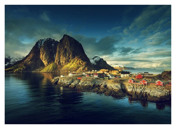 Tablou cu sat de pescari din Norvegia (70x50 cm)