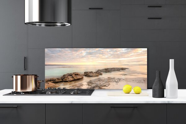 Panou sticla bucatarie Sea Stones Peisaj Gri himmelBlue Maro
