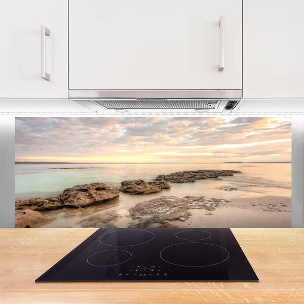 Panou sticla bucatarie Sea Stones Peisaj Gri himmelBlue Maro