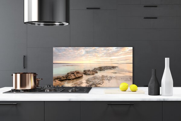 Panou sticla bucatarie Sea Stones Peisaj Gri himmelBlue Maro