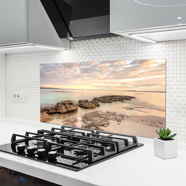 Panou sticla bucatarie Sea Stones Peisaj Gri himmelBlue Maro