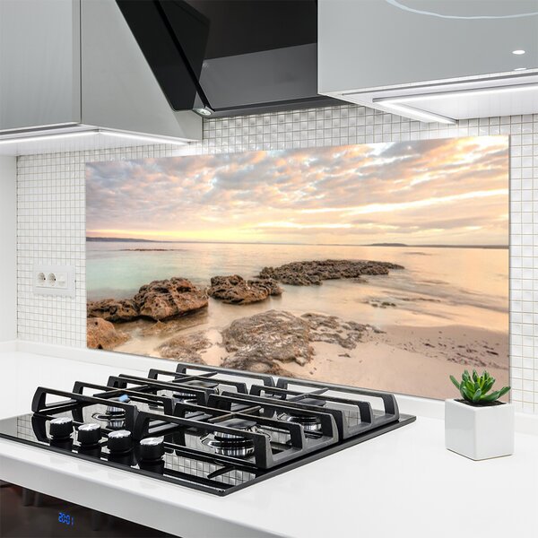 Panou sticla bucatarie Sea Stones Peisaj Gri himmelBlue Maro