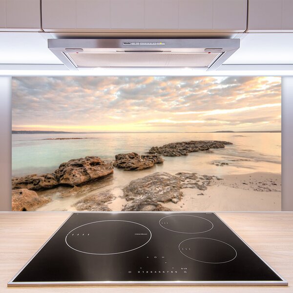 Panou sticla bucatarie Sea Stones Peisaj Gri himmelBlue Maro