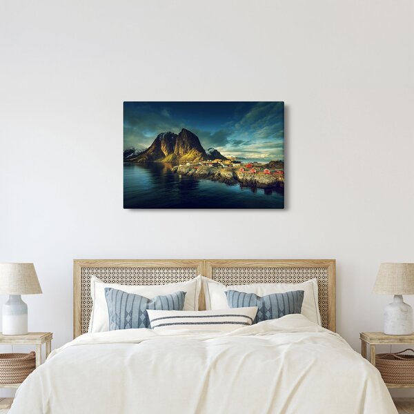 Tablou cu sat de pescari din Norvegia (90x60 cm)