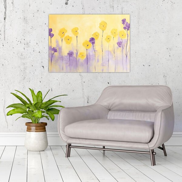 Tablou - Flori mov și galbene (70x50 cm)