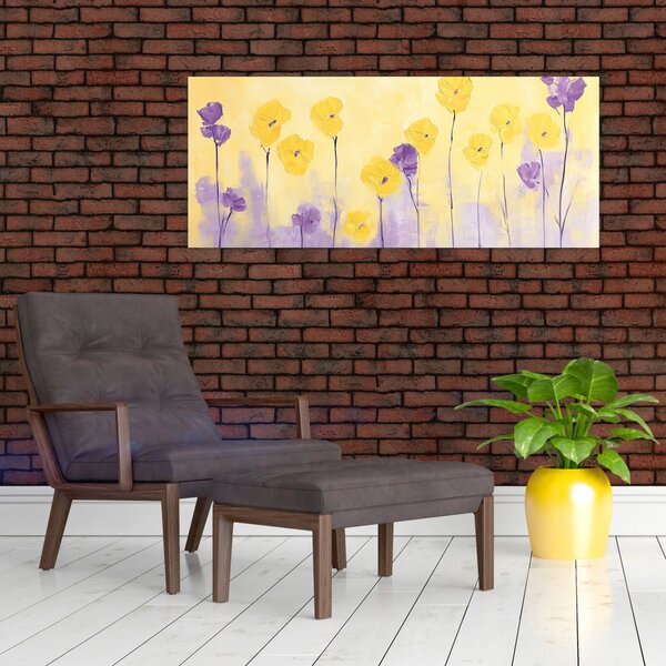 Tablou - Flori mov și galbene (120x50 cm)