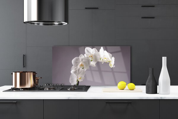 Panou sticla bucatarie Flori Floral alb
