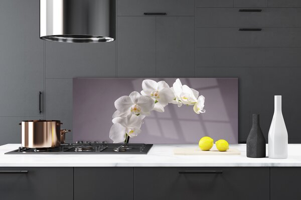Panou sticla bucatarie Flori Floral alb