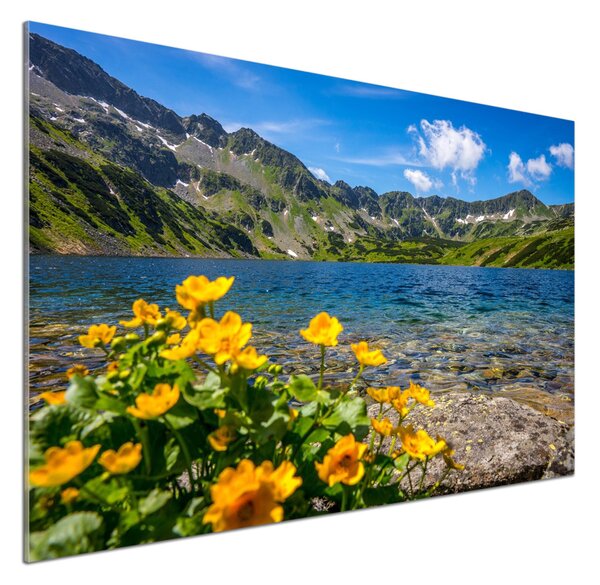 Sticlă printata bucătărie Lacul în munți