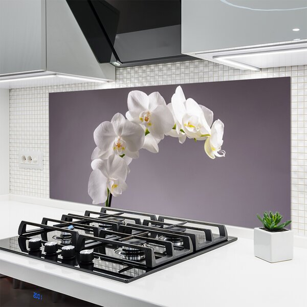 Panou sticla bucatarie Flori Floral alb