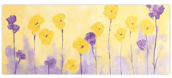 Tablou - Flori mov și galbene (120x50 cm)