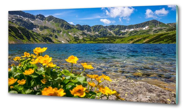 Sticlă printata bucătărie Lacul în munți