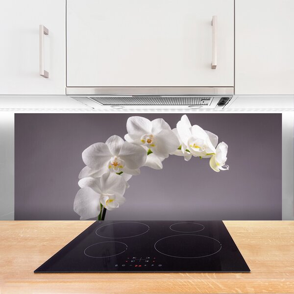 Panou sticla bucatarie Flori Floral alb