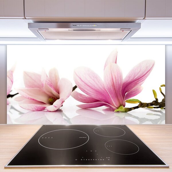 Panou sticla bucatarie Flori roz Floral