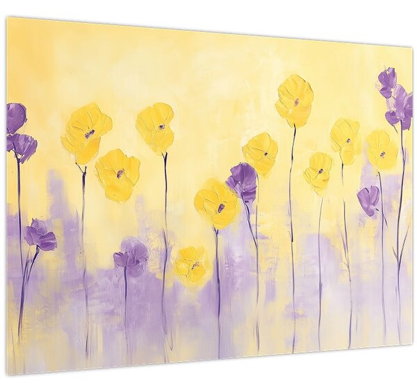 Tablou - Flori mov și galbene (70x50 cm)