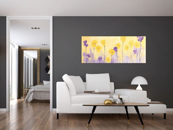 Tablou - Flori mov și galbene (120x50 cm)