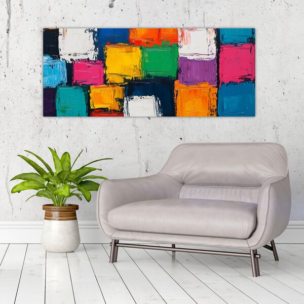 Tablou - Pictură cu pătrate colorate (120x50 cm)