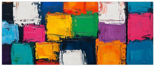 Tablou - Pictură cu pătrate colorate (120x50 cm)