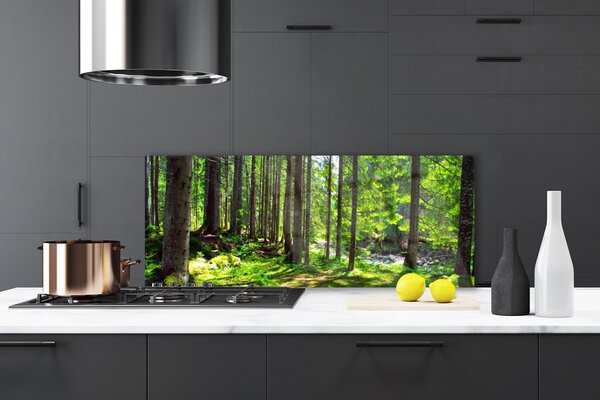 Panou sticla bucatarie Natural Pădurea Verde Maro