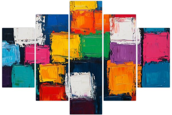 Tablou - Pictură cu pătrate colorate (150x105 cm)