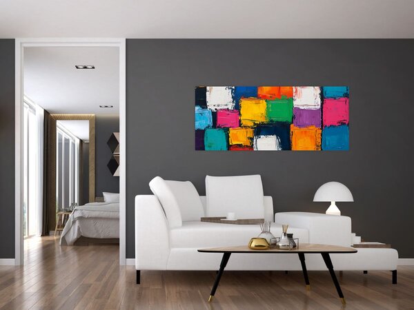 Tablou - Pictură cu pătrate colorate (120x50 cm)