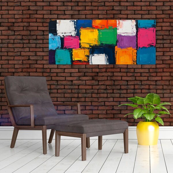Tablou - Pictură cu pătrate colorate (120x50 cm)