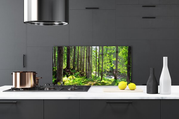Panou sticla bucatarie Natural Pădurea Verde Maro