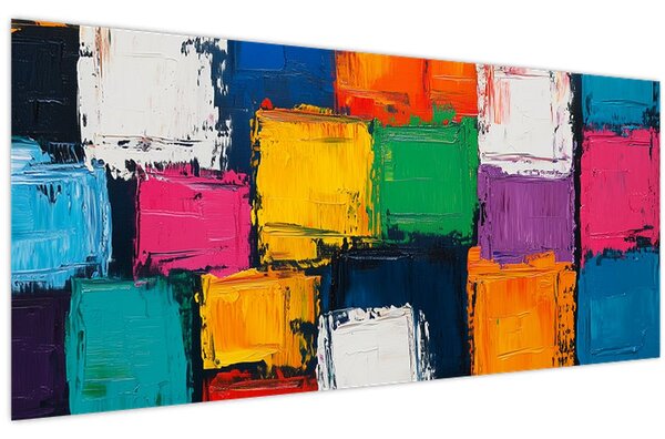 Tablou - Pictură cu pătrate colorate (120x50 cm)
