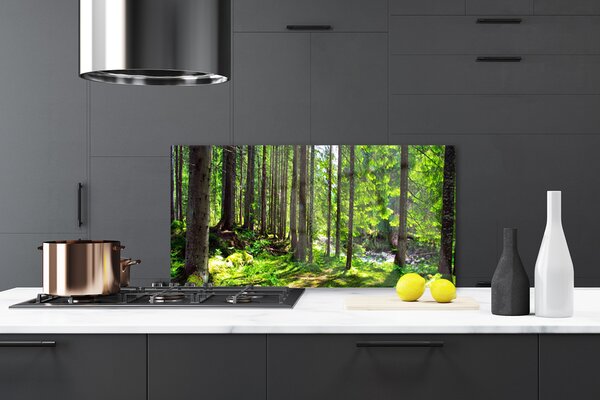 Panou sticla bucatarie Natural Pădurea Verde Maro