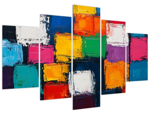 Tablou - Pictură cu pătrate colorate (150x105 cm)