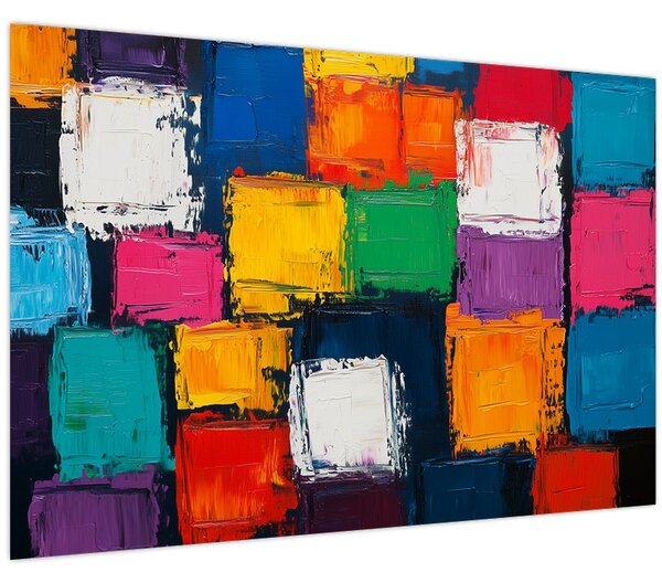 Tablou - Pictură cu pătrate colorate (90x60 cm)