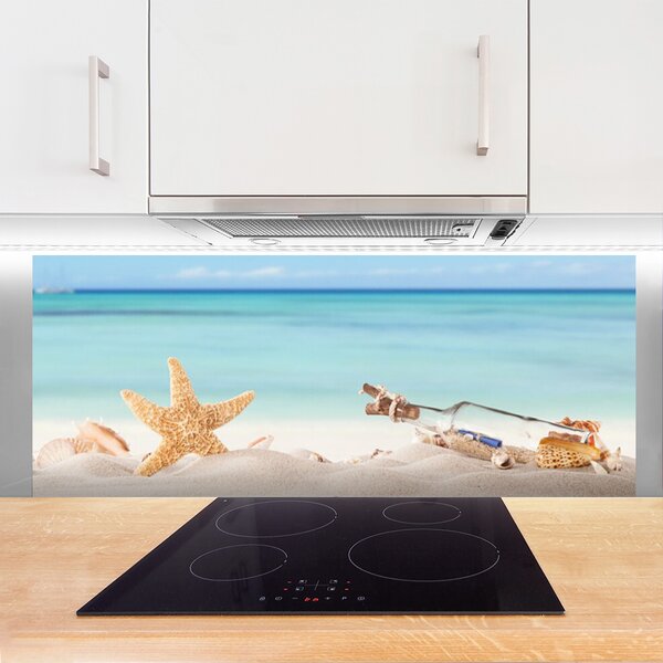 Panou sticla bucatarie Nisip Starfish Sticla Art Brown Bej