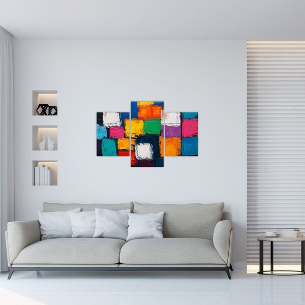 Tablou - Pictură cu pătrate colorate (90x60 cm)