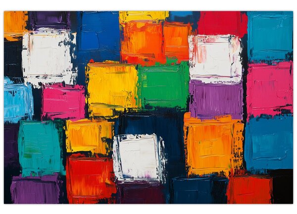Tablou - Pictură cu pătrate colorate (90x60 cm)