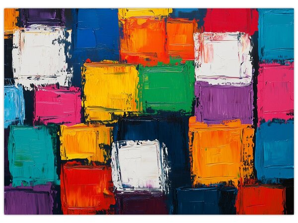 Tablou - Pictură cu pătrate colorate (70x50 cm)