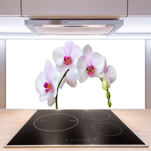 Panou sticla bucatarie Flori Floral Alb Roz