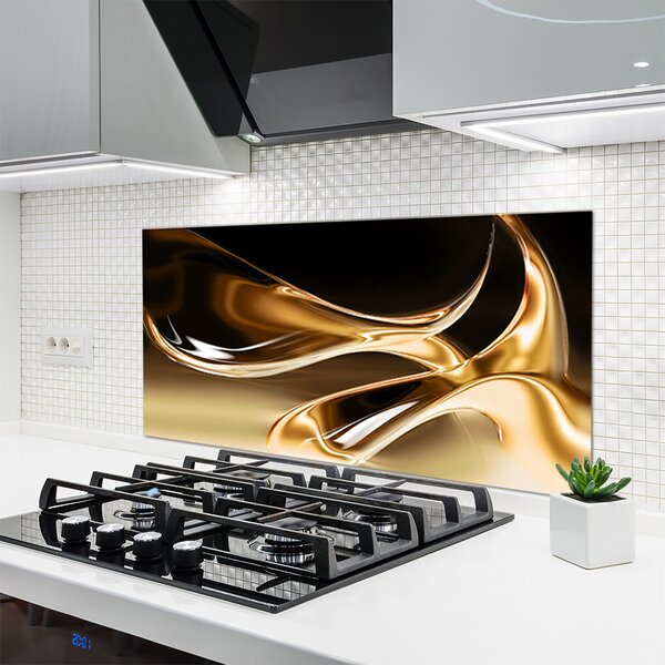 Panou sticla bucatarie Abstract Art Negru Aur