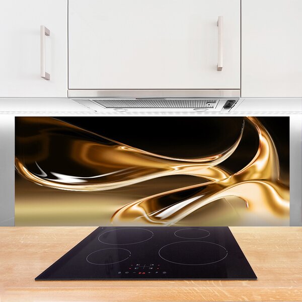Panou sticla bucatarie Abstract Art Negru Aur